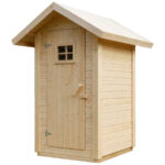 Pikkuvihreä sopu huussi edestä maalaamattomana