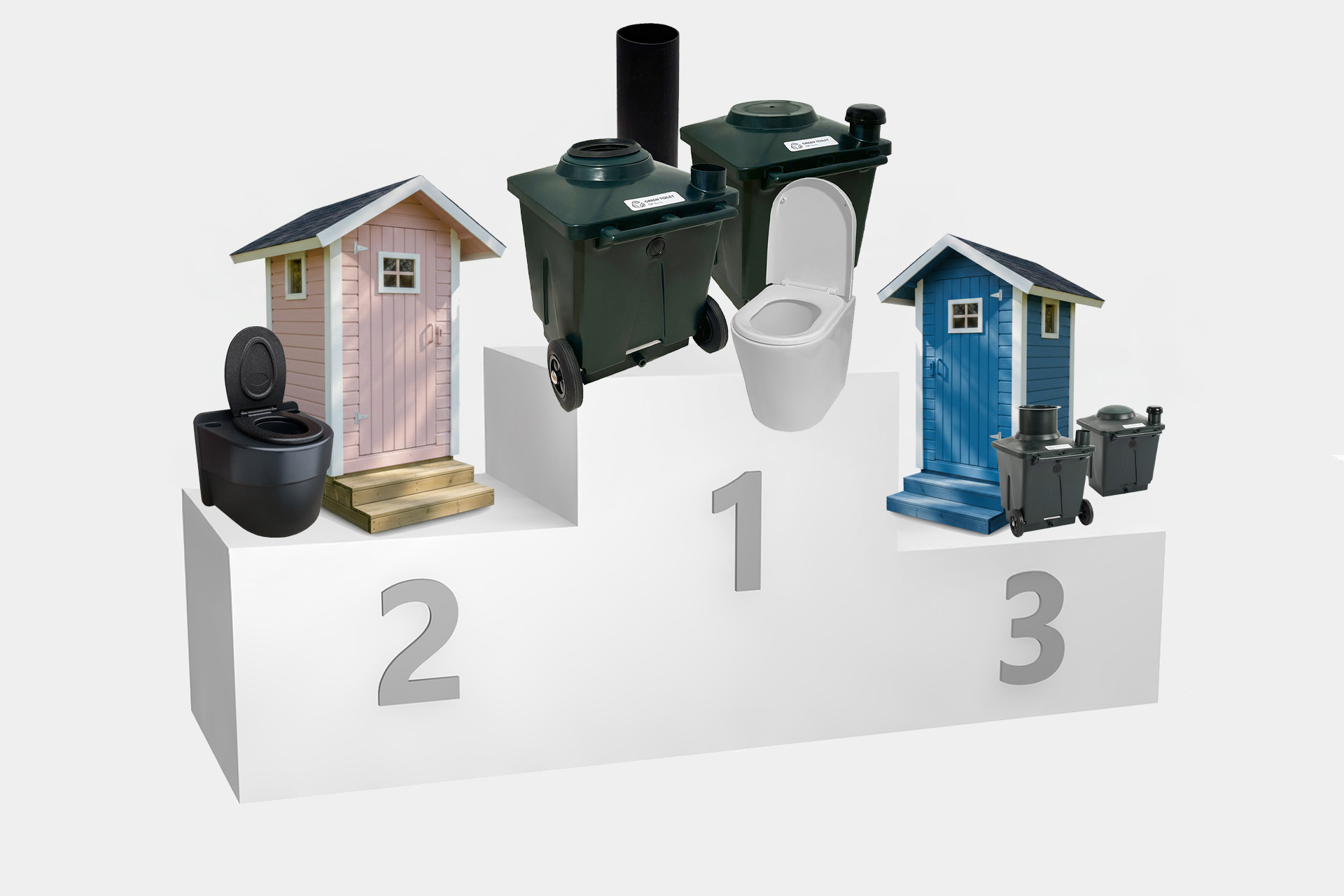 Top 3 mökkivessaa 2026 – kolme erilaista kuivakäymäläratkaisua ulkokäyttöön mökille, vertailukuva tuotteista rinnakkain