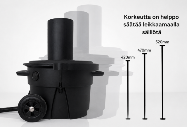 Kompostorin korkeutta voi asennusvaiheessa säätää