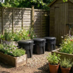 green toilet compact compost bins in garden