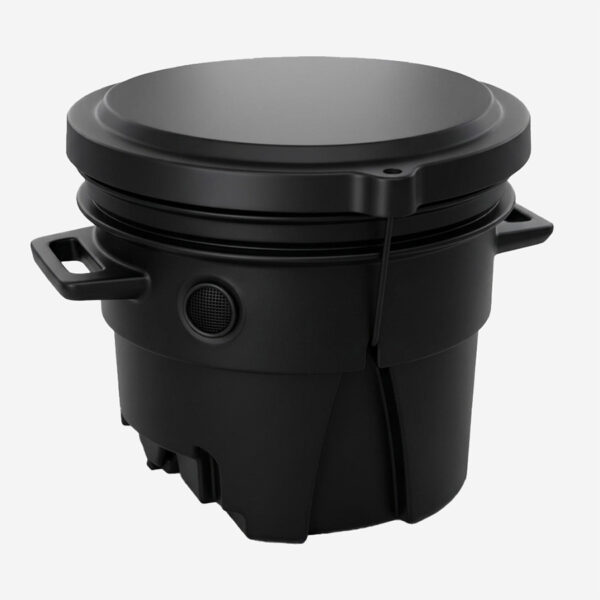 Green Toilet Compact vaihtosäiliö, musta kompostisäiliö kannella, kahvoilla ja korvausilmaritilällä